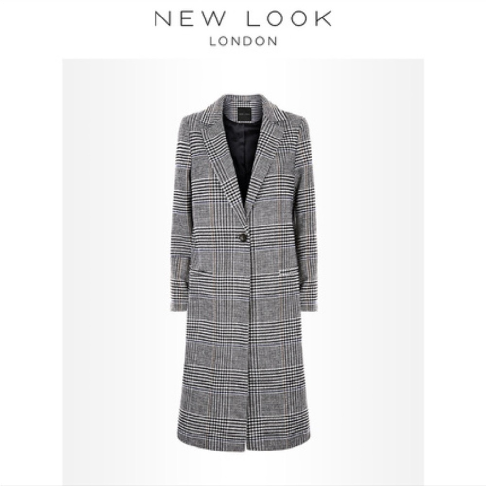 New Look Women's Gray Plaid Coat - Picture 6 of 9